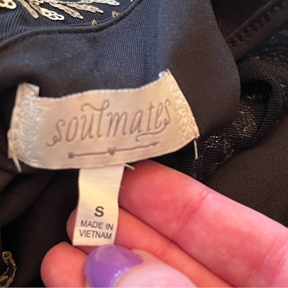 Soulmates Black Romper Gold Sequin Detail Flutter Sleeve Womens Size Small Party - Picture 6 of 10